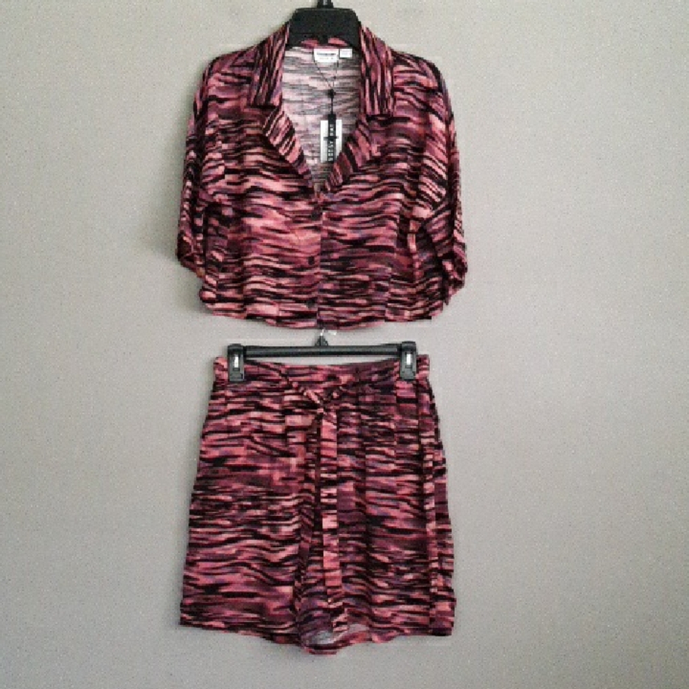 Noisy May Printed Crop Top Short Set